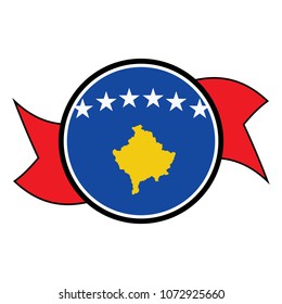 Kosovo flag in glossy round button of icon. flag logo of Kosovo emblem isolated on white background, Kosovo national concept sign, Vector illustration.