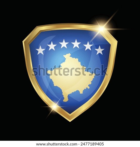 Kosovo Flag Golden Shield Logo