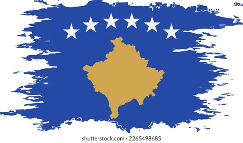 Kosovo flag grunge brush color image, vector