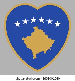 Kosovo Flag In Heart Shape Vector