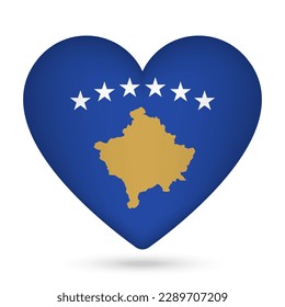 Kosovo flag in heart shape. Vector illustration.
