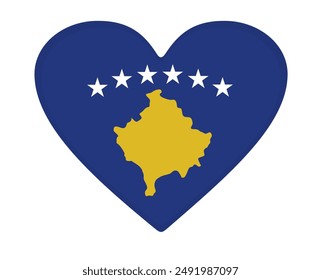 Kosovofahne herzförmig. Vektorgrafik