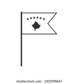 Kosovo flag icon in black outline flat design. Independence day or National day holiday concept.