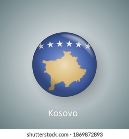 Kosovo flag icon circle 3d gradient isolated
