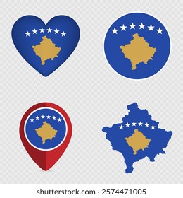 Kosovo Flag Icons Pack. Vector illustration.