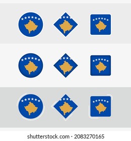 Kosovo flag icons set, vector flag of Kosovo. Three versions of icon.