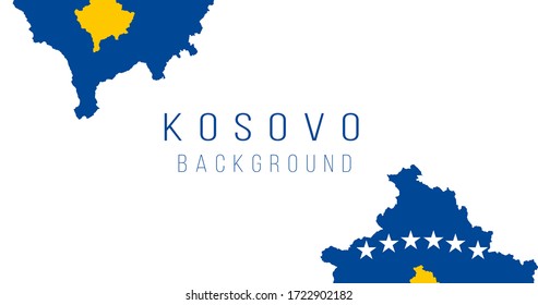 Fondo del mapa de la bandera de Kosovo. La bandera del país en forma de fronteras. Ilustración vectorial de material aislada en fondo blanco.
