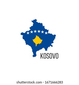 Kosovo flag map. The flag of the country in the form of borders. Stock vector illustration isolated on white background.