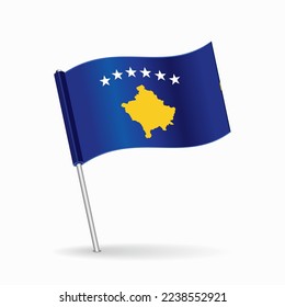 Kosovo flag map pin pointer layout. Vector.