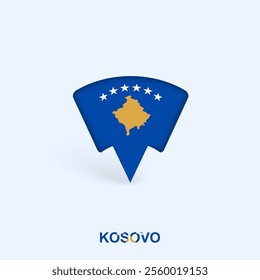Kosovo Flag Map Pointer Design with Shadow. Vector illustrator.