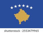 Kosovo flag in official colors, dimensions and aspect ratio. Vector flag symbolizing national pride, identity, heritage, patriotism and authority