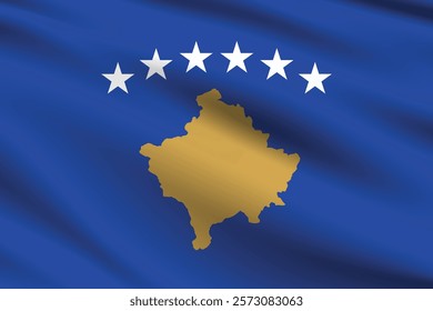 Kosovo flag official colors and proportion digital vector illustration. Pleated flag.