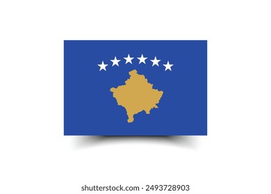Kosovo flag. Flag of Kosovo. The official ratio. Flag icon. Standard color. Standard size. A rectangular flag. Computer illustration. Digital illustration. Vector illustration.