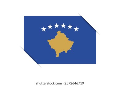 Kosovo flag - rectangle colorful flag representing a country cultural identity and heritage. The essence of national pride and unity. Attached by the corners in a paper album