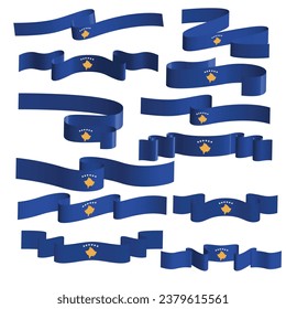 kosovo flag ribbon vector set