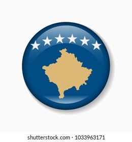 Kosovo flag round badge or icon isolated on white background. Vector illustration.