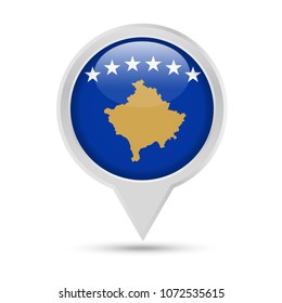 Kosovo Flag Round Pin Vector Icon - Illustration