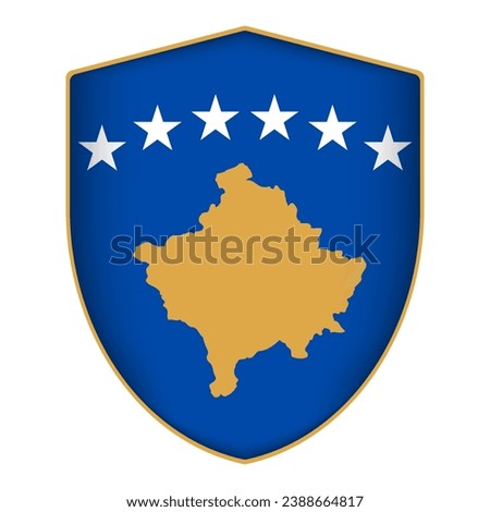 Kosovo flag in shield shape. Vector illustration.