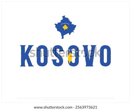 KOSOVO flag Typography with map flag on a white background, Vector design of KOSOVO flag typography, Map of Kosovo, National Day Design, KOSOVO Day design