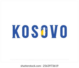KOSOVO flag Typography on a white background, Vector design of KOSOVO flag typography, National Day Design, KOSOVO Day design