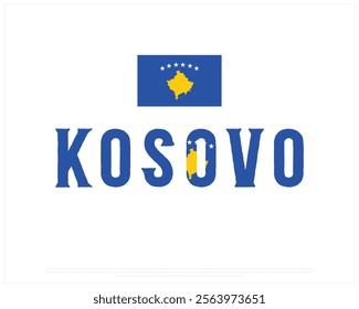KOSOVO flag Typography with flag on a white background, Vector design of KOSOVO flag typography, Flag of Kosovo, National Day Design, KOSOVO Day design