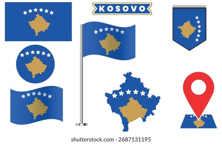 Kosovo Flag Vector Design Set Collection