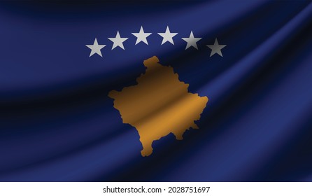 Kosovo flag waving. Background for patriotic and national design. Vector illustration
