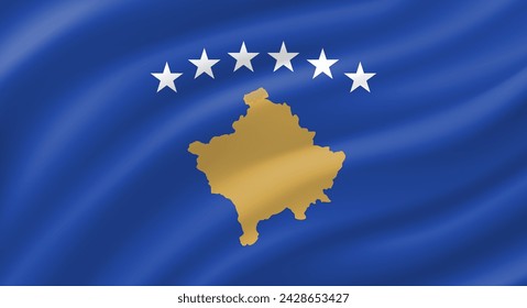 Kosovo flag waving. Background. Vector