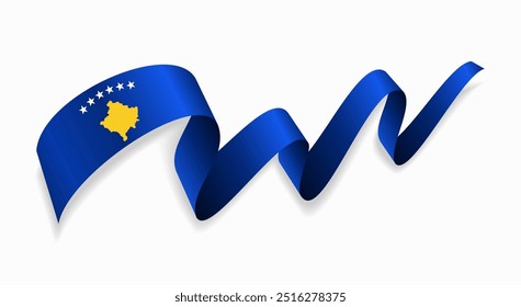 Bandeira do Kosovo ondulada fundo abstrato. Ilustração vetorial.