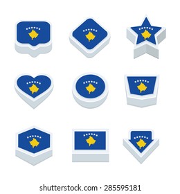 Kosovo flags icons and button set nine styles