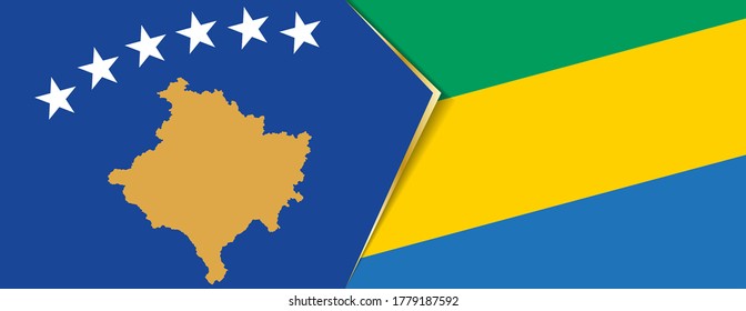 Die Flaggen des Kosovo und Gabuns, zwei Vektorflaggen Symbol für Beziehung oder Konfrontation.