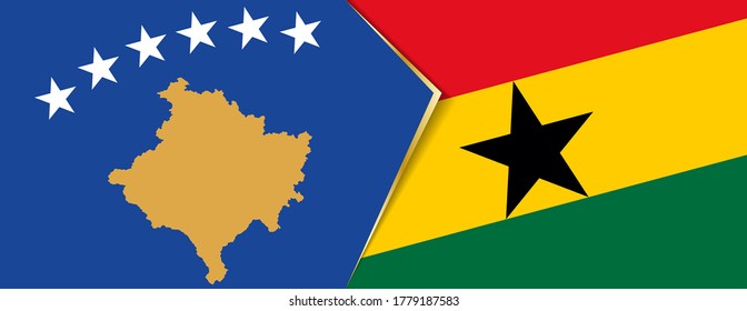 Kosovo and Ghana flags, two vector flags symbol of relationship or confrontation.
