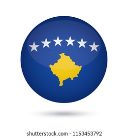 Kosovo glossy round button. Vector Illustration EPS10.