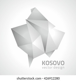 Kosovo grey vector polygonal map