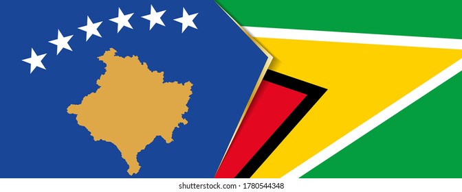 Banderas de Kosovo y Guyana, dos banderas vectoriales símbolo de relación o enfrentamiento.