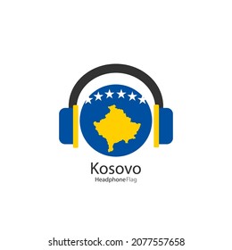 Vector de la bandera del audífono de Kosovo sobre fondo blanco. 