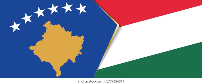 Banderas de Kosovo y Hungría, dos banderas vectoriales símbolo de relación o enfrentamiento.