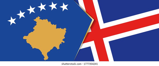 Kosovo and Iceland flags, two vector flags symbol of relationship or confrontation.