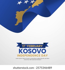 Kosovo Independence Day Square Banner Background Design With Realistic Flag Illustration