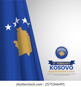 Kosovo Independence Day Square Banner Background Design With Realistic Flag Illustration