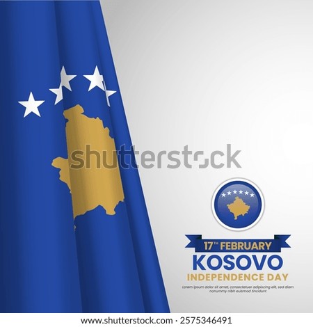 Kosovo Independence Day Square Banner Background Design With Realistic Flag Illustration