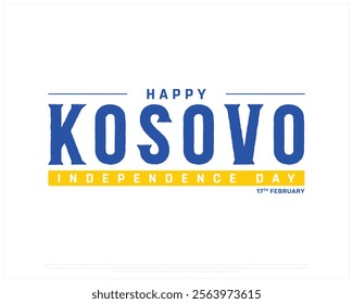 KOSOVO Independence Day vector design on a white background, Typographic Design of KOSOVO Independence Day with National Flag, KOSOVO blue typography, Kosovo national day Design