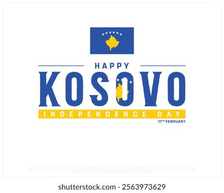 KOSOVO Independence Day vector design on a white background, Typographic Design of KOSOVO Independence Day with National Flag, KOSOVO flag typography, Kosovo national day Design