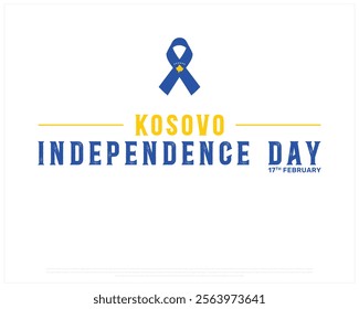 KOSOVO Independence Day vector design on a white background, Typographic Design of KOSOVO Independence Day, Independence Day of KOSOVO with ribbon flag, Vector design of Kosovo national day 