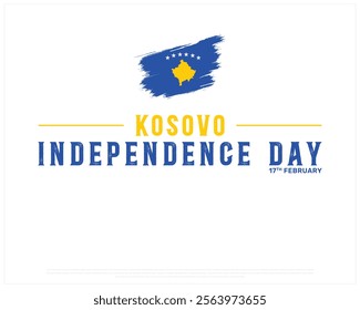 KOSOVO Independence Day vector design on a white background, Typographic Design of KOSOVO Independence Day, Independence Day of KOSOVO with brush flag, Vector design of Kosovo national day 