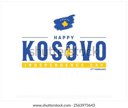 KOSOVO Independence Day vector design on a white background, Typographic Design of KOSOVO Independence Day with brush Flag, KOSOVO flag typography, Kosovo national day Design