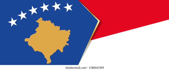 Banderas de Kosovo e Indonesia, dos banderas vectoriales símbolo de relación o enfrentamiento.