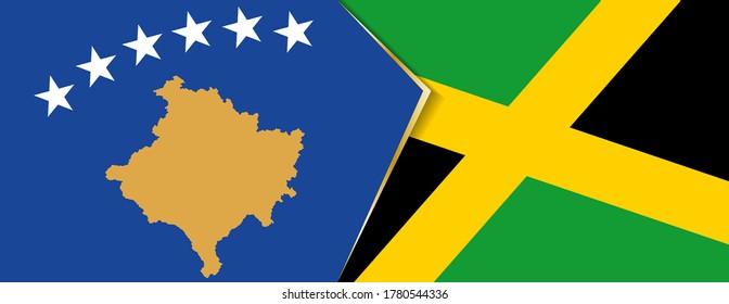 Kosovo and Jamaica flags, two vector flags symbol of relationship or confrontation.
