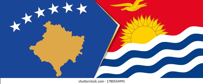 Kosovo and Kiribati flags, two vector flags symbol of relationship or confrontation.