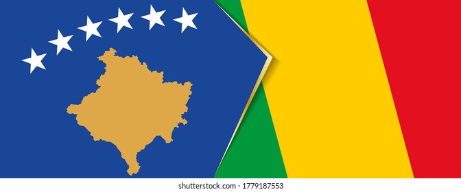 Kosovo and Mali flags, two vector flags symbol of relationship or confrontation.